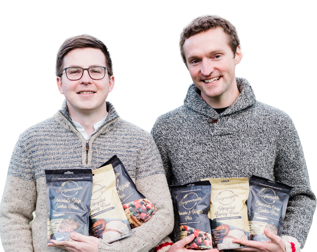 Marc and Clinton Holding Susgrainable Baking Mixes
